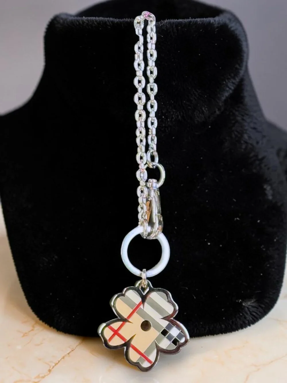 Burberry Vintage Prorsum Flower Bloom Nova Check Bag Charm Keychain with COA